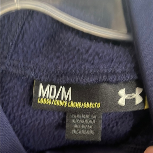 Under Armour Dark Blue Hoodie with Cream Logo - Picture 7 of 8